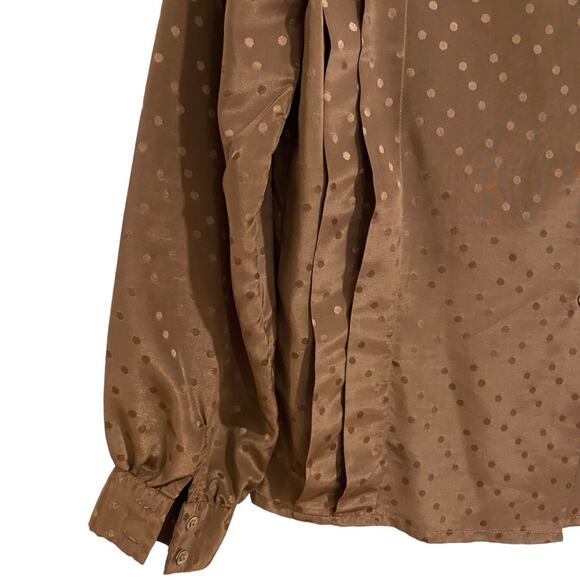 La Chine Classic Brown Vintage Long Sleeve Blouse Sz 6 - Picture 8 of 12